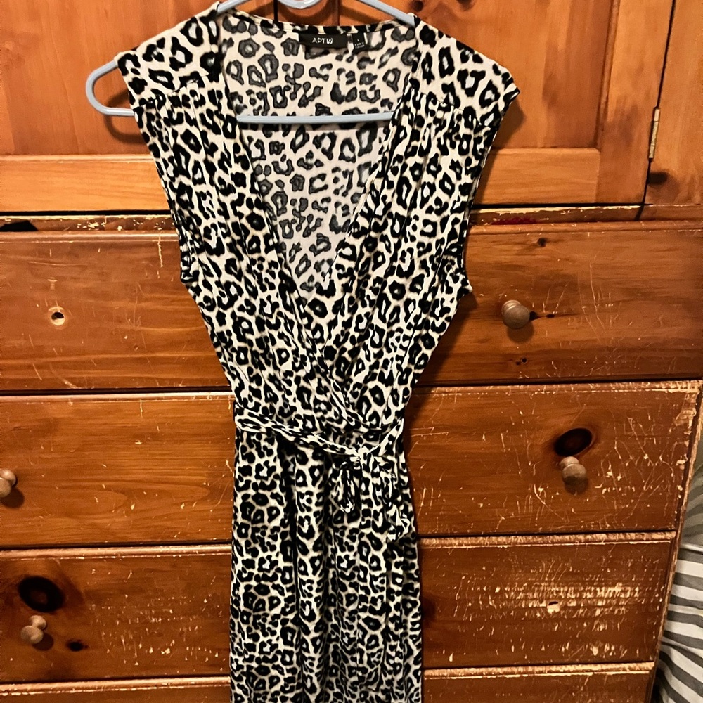 Leopard Print Faux Wrap Dress